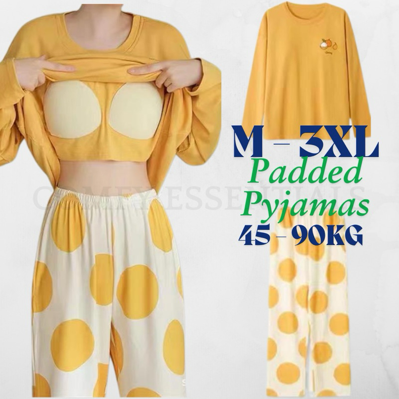 [17E] Baju Tidur Perempuan Women Padded Sleepwear Pyjamas Long Sleeves Long Pants Baju Tidor Cute Design女生睡衣