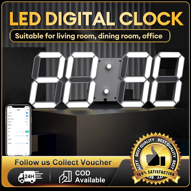 3D LED Digital Clock Luminous Fashion Wall Clock Multifunctional Creative USB Plug in Electronic Clock Home Decoration