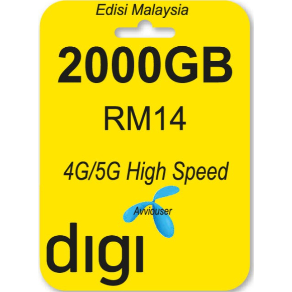 Celcom dan Digi 2000GB Prepaid RM14