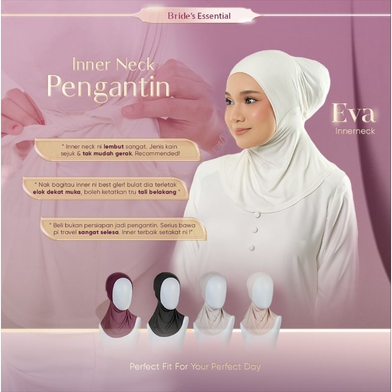 INNNER NECK OFFwhite BERTALI PENGANTIN BRIDE nikah SELESA SEJUK Adjustable bawal curve PREMIUM [READY STOCK MALAY