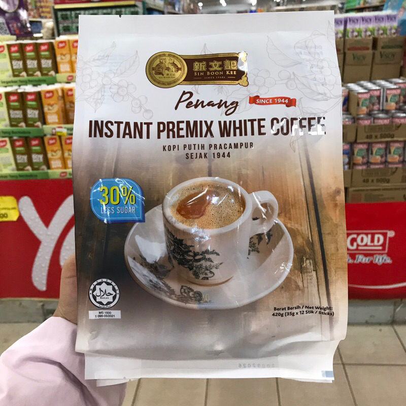 Sin Boon Kee Penang Premix White Coffee 35gx12s | Halal | 30% Less Sugar |Kopi Putih Pracampur
