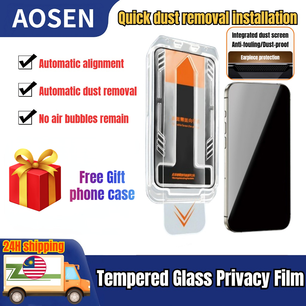 Automatic Film Anti-spy Tempered Glass For iPhone 16 15 14 13 12 11 Pro Max X XS XR 8 7 Plus Full HD Privacy Protective