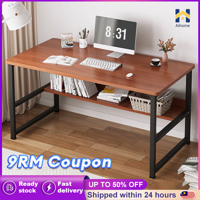 AH 120CM Meja Belajar Laptop Study table Computer Table Modern Writing Living Room Furniture Double Layer Office Desk桌子