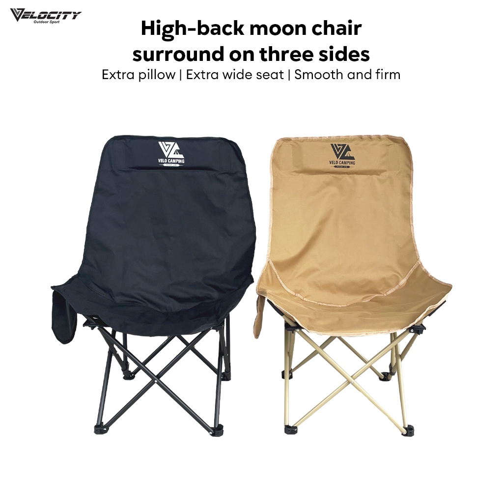 VELOCITY High Moon Chair Healing Camping Outdoor Back Support Kerusi Foldable Lipat Tinggi Malas