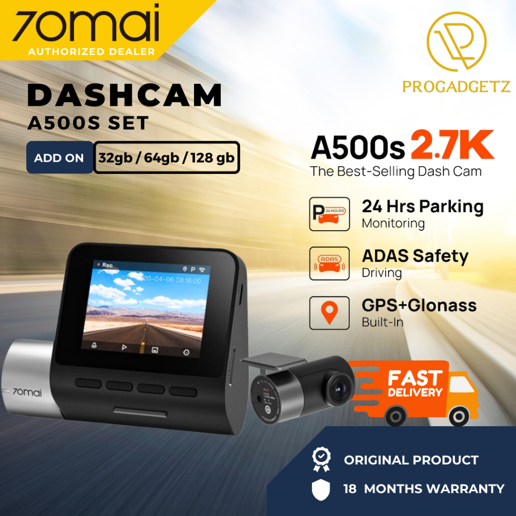 70mai Dashcam Pro Plus+ A500S Car Recorder 1944P Rear Cam A500 Night Vision ADAS Parking Mode App