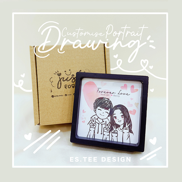 Custom illustrations Portrait Drawing Small Photoframe✔️Lukisan Portret Couple BFF Family Birthday Graduate Anniversary