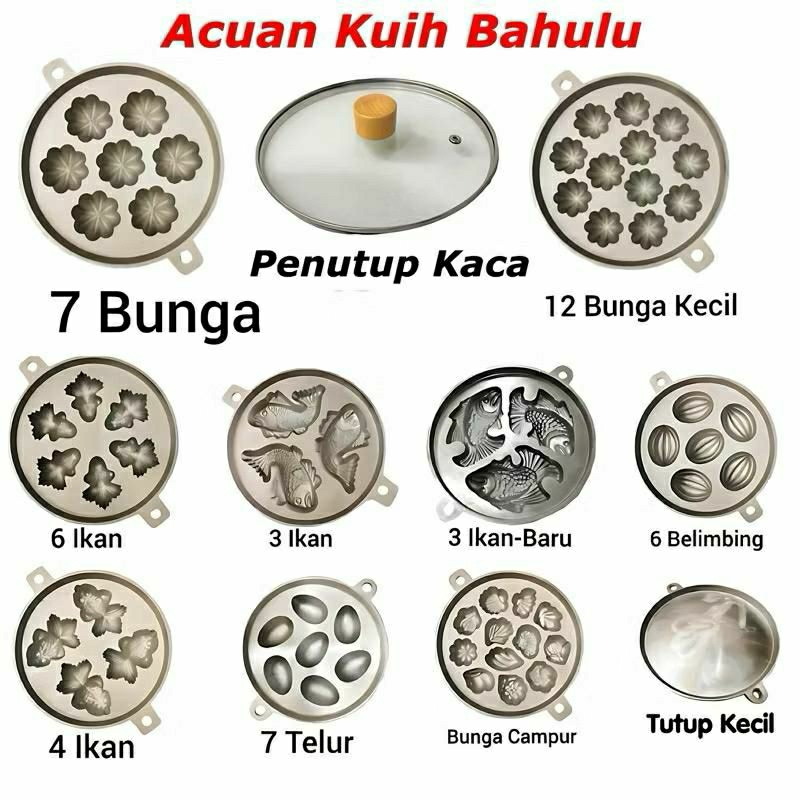 Acuan kuih Bahulu /Bahulu mould /Acuan Bahulu /3 ikan/4 ikan/6 ikan/bunga cermai/belimbing/telur/bunga campur