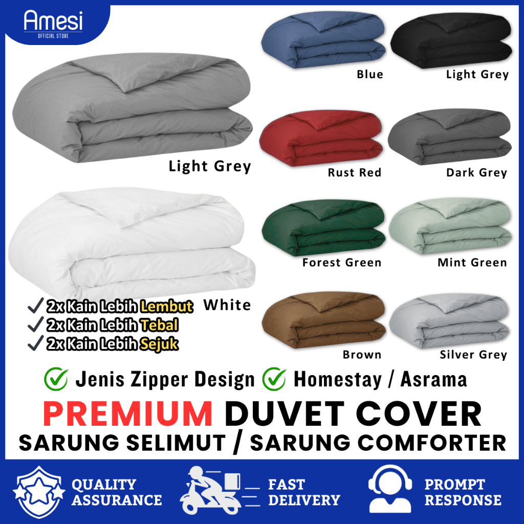 Black Duvet Quilt Cover Single / Queen / King Sarung Selimut Comforter Blanket Cover Sahaja