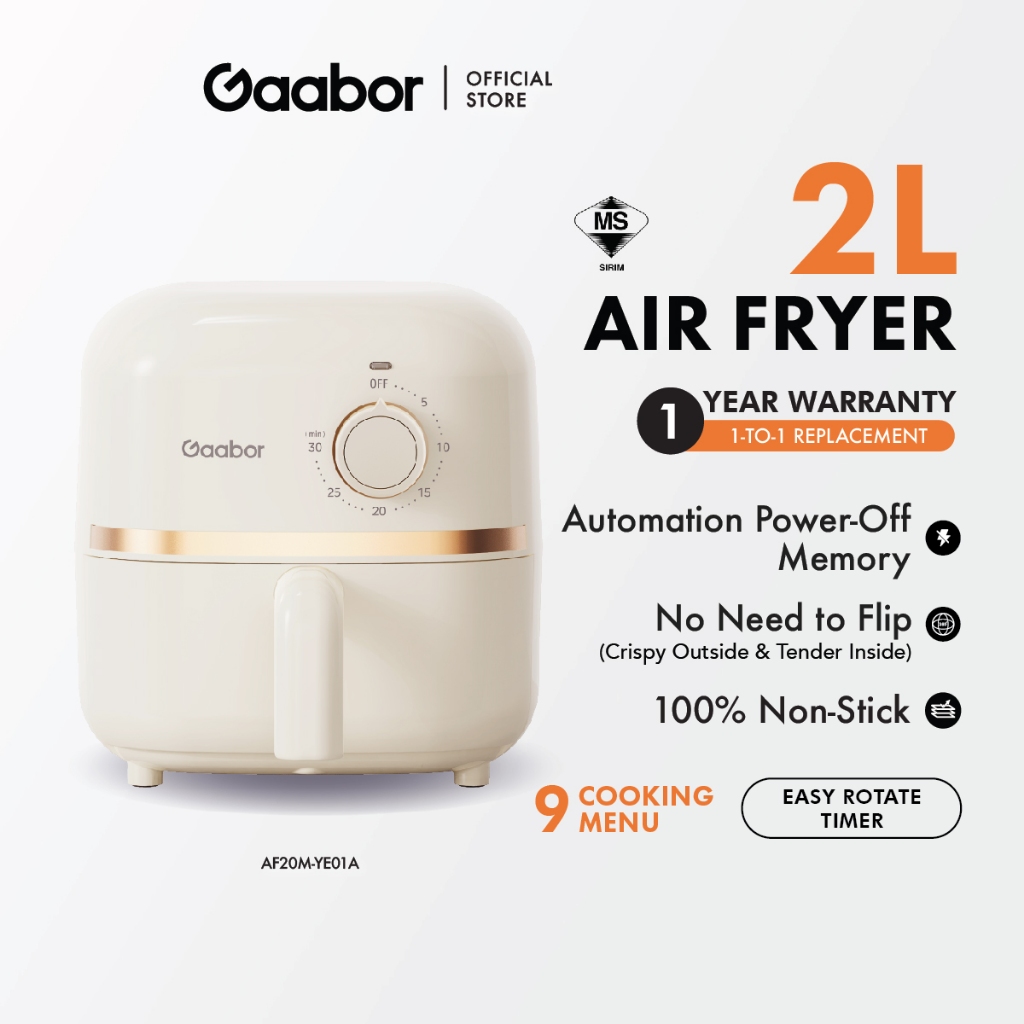 Gaabor Mini Air Fryer With 9 Menu Functions & 3D Hot Air Circulation (2.0L) AF20M-YE01A