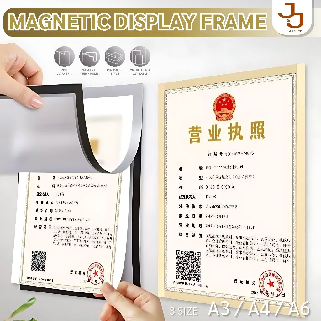 A3 A4 size magnetic display board photo certificate wall sticker office decoration frame