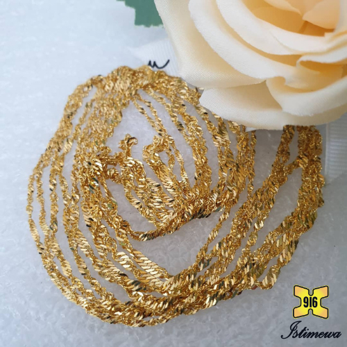 ISTIMEWA 916 Gold Twisted Wave Necklaces// Rantai Leher Kila-Kila (Padu) Emas 916(B)