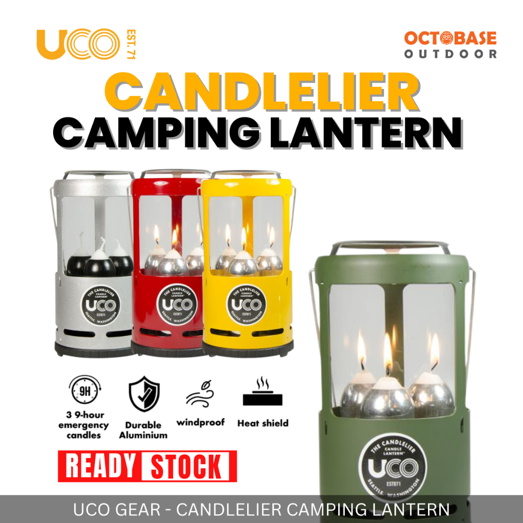 UCO GEAR - CANDLELIER PAINTED 3 CANDLE LANTERN LIGHTWEIGHT LONG-LASTING OUTDOOR CAMPING HIKING