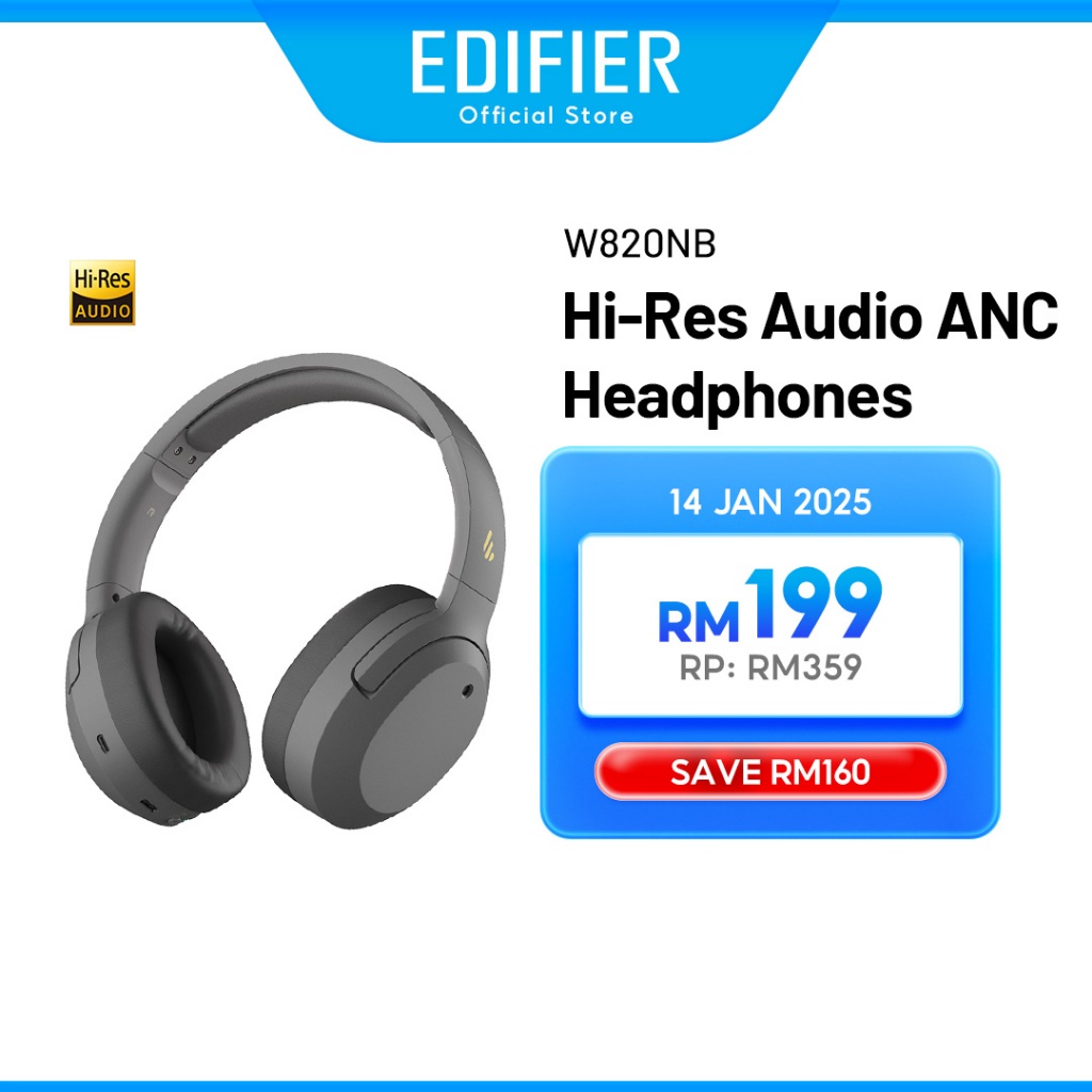 Edifier W820NB/NB Plus -43dB Noise Cancellation Wireless Headphones - Bluetooth | Hi-Res Audio | Edifier Connect