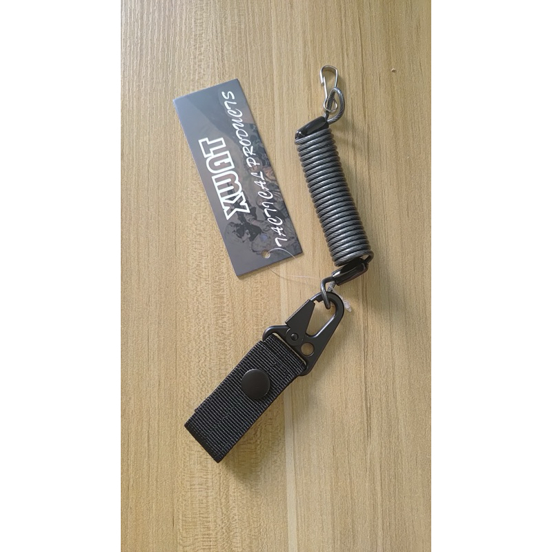 Polis Military Tactical Metal wire Sling Lanyard Spring Extendable Retention Rope Light