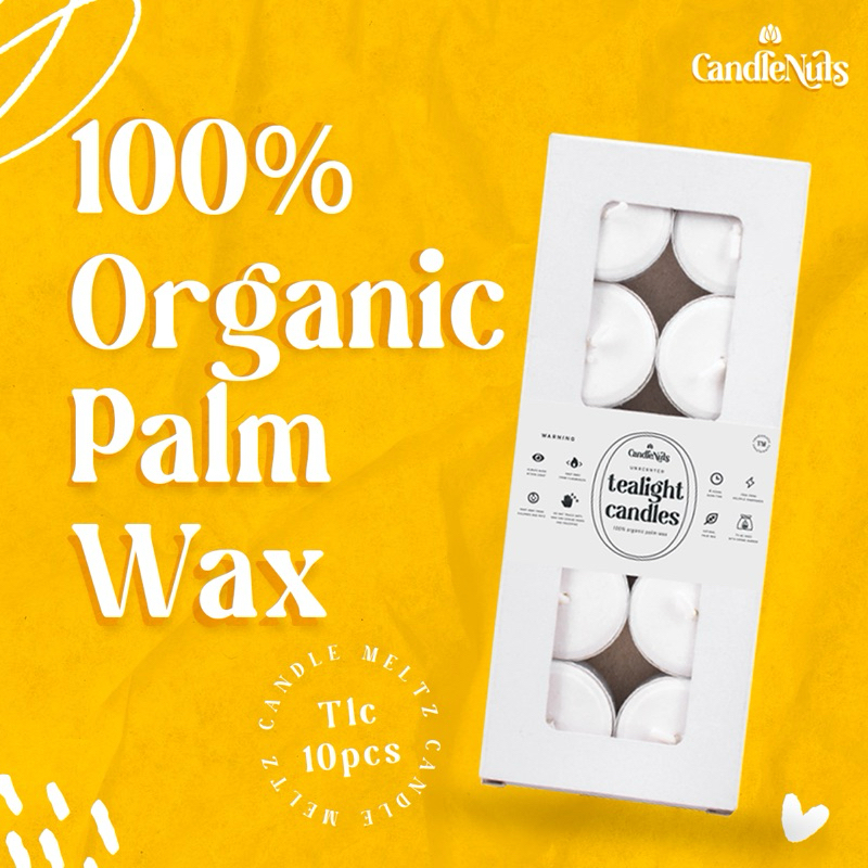 Candlenutsbynadia | Tealight Candles | Unscented | Palm Wax | Organic Unscented Candles