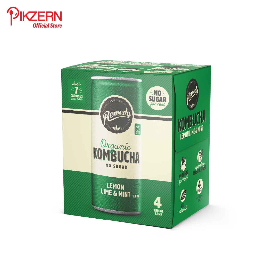 PIKZERN:Remedy Kombucha Organic Lemon Lime & Mint 250ml ( 4 tins per tray)