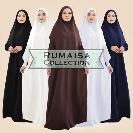 JUBAH ABAYA MEKAH BY RUMAISA BAJU UMRAH MUSLIMAH IRONLESS KAFTAN MECCA