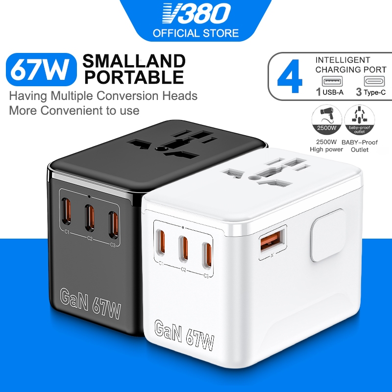 V380 Pro 67W Fast USB Charger Quick Charge compatible for iPhone 15 14 13 12 For IOS15 system Travel Adaptor Universal