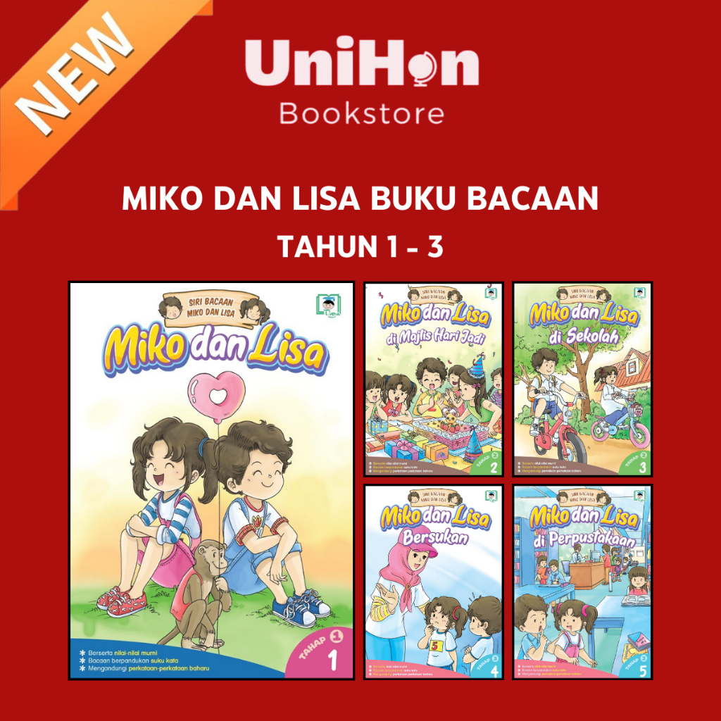 [UNIHON] DAYA: BUKU BACAAN MIKO DAN LISA 【TAHUN 1 - 3】BUKU Cerita yang mudah difahami