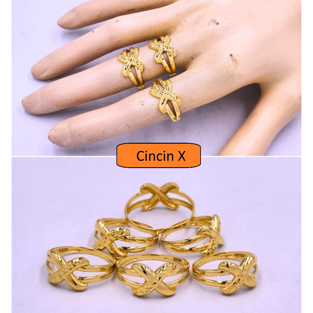 Cincin Silang Padu Cross Ring Emas 916 Original Cincin Emas Cincin Padu Cincin Bajet Emas 916 Bajet Emas 916 Murah