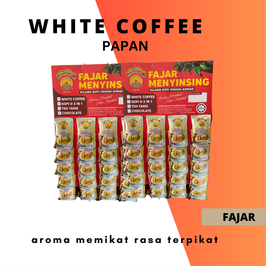FAJAR - White Coffee 3 in 1(30g x 20 sachet) papan Kopi Putih  3 dalam 1 Mudah untuk hidangan