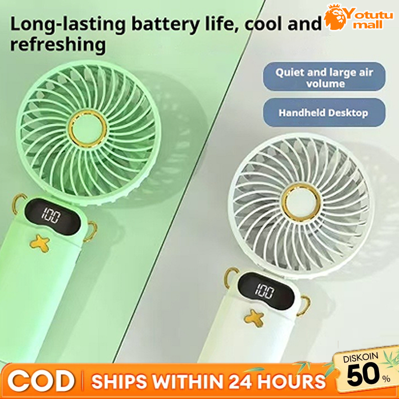 Kipas Pegang Tangan Mini Portable Lipat Kipas Kecil Paparan Digital Hadiah Kipas Kecil/Portable foldable handheld fan