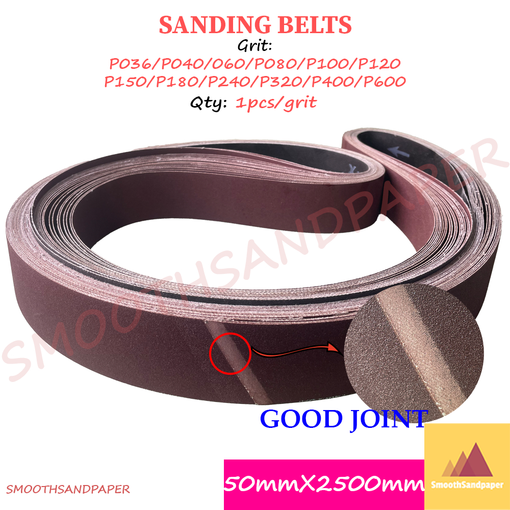 Sanding Belts 50mm X 2500mm (2" x 98-1/2") Aluminium Oxide Kertas Pasir 砂带机50*2500mm硬布砂金属不锈钢打磨