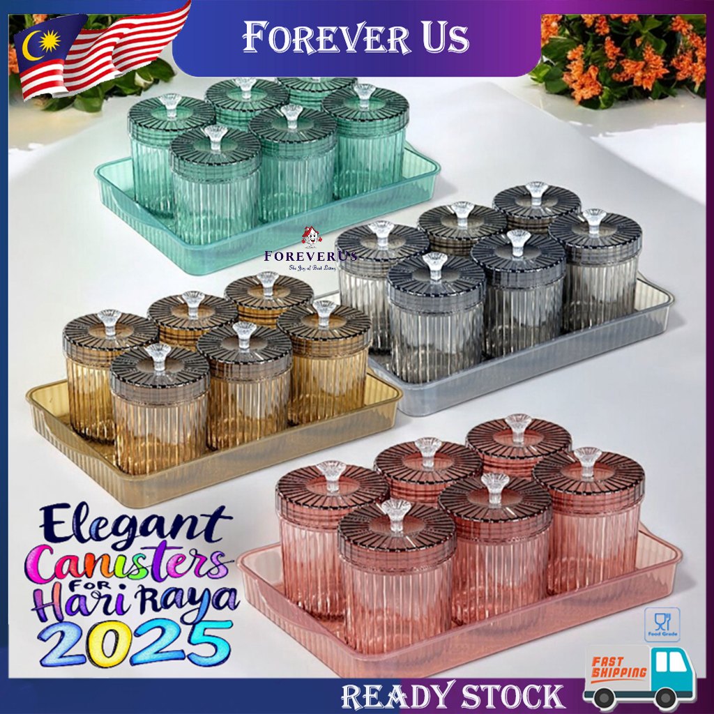 6pcs Bekas Kuih Raya Set 750ml /Cookies Container Set /Bekas Kuih Raya /Balang Kuih Raya Set /Cookies Canister