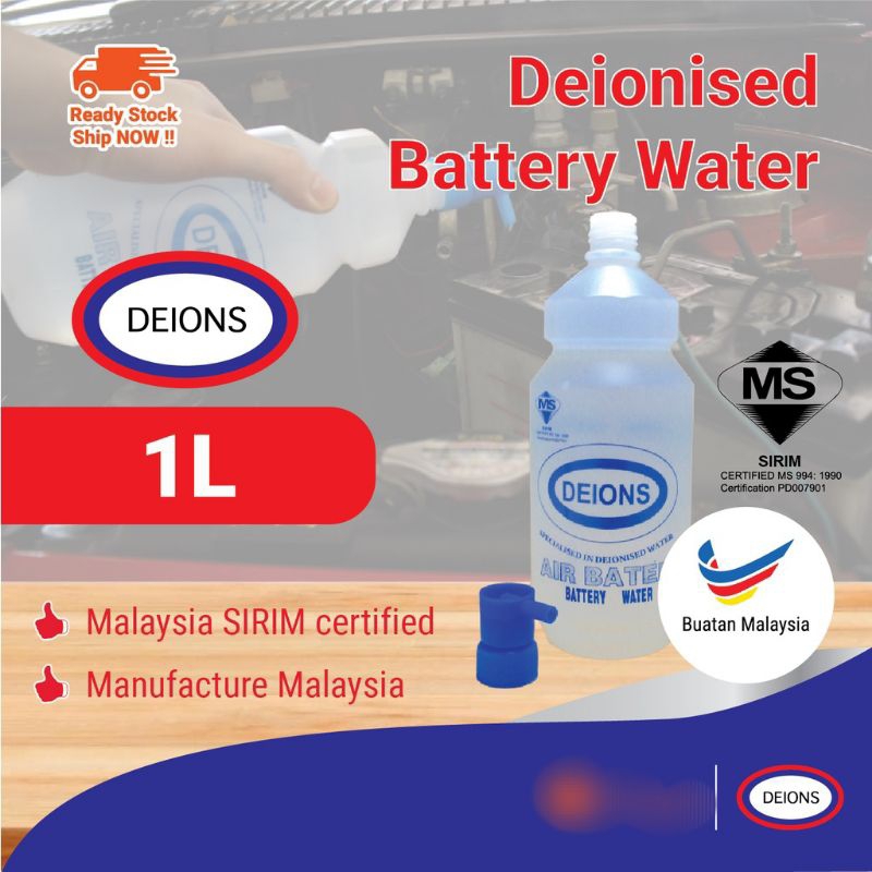 [Car Care Essential] Deions Deionised Battery Water (1L) 100% Pure & Clean Water, for battery or cosmetic
