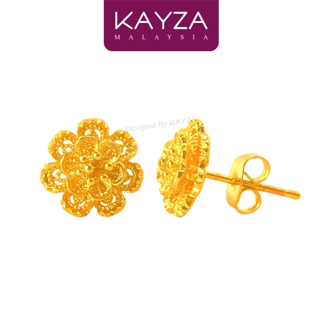 15E KAYZA Flower Earrings Handcrafted Designs in Vietnamese Gold - Reka Bentuk anting-anting dengan Emas Vietnam