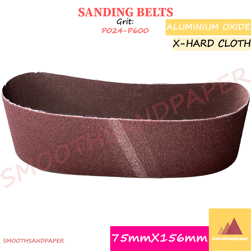 75X156mm X-Hard Cloth Sanding Belts / Aluminium Oxide 木材金属抛光打磨砂带 硬布氧化铝红砂带