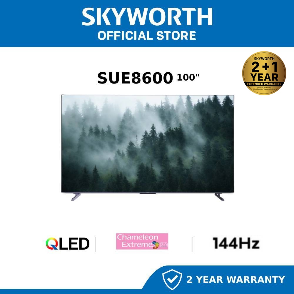 SKYWORTH 100" 4K UHD QLED+ Infinity Screen TV 100SUE8600 with 144Hz, Dolby Vision, and Dolby Atmos