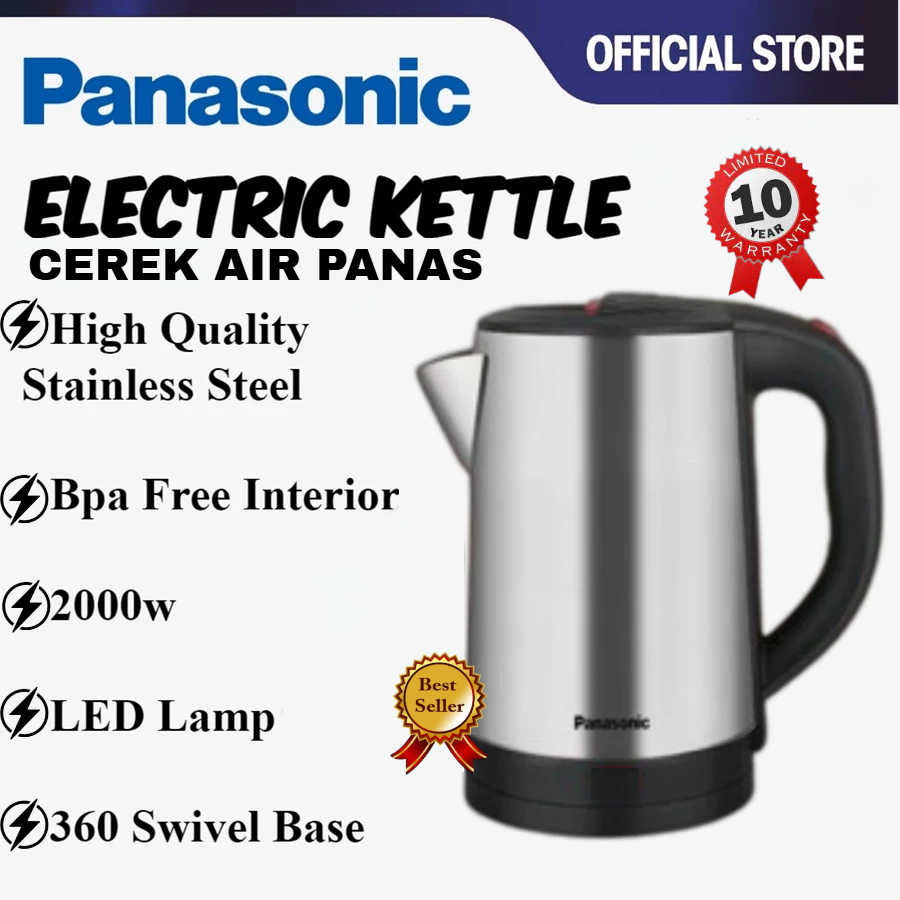 PANASONIC Kettle Electric Kettle Stainless Steel Hot Water Boiler Electric Small Heater Kettle Cerek Air Panas Elektrik