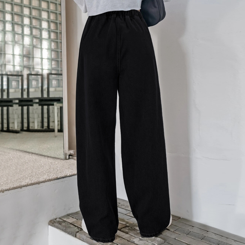 CLASHE Straight Cut Jeans Plus Size Wanita Hitam Cutbray Panjang Celana Denim Jeans