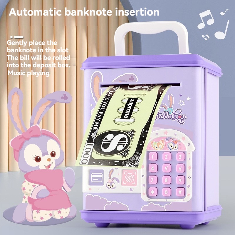 Digital ATM Money Box for Kids – Fingerprint & Password Lock, Large Capacity Coin Bank Toy