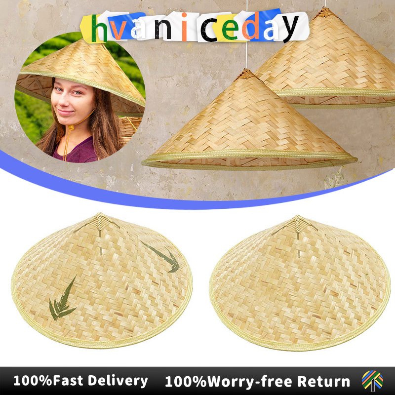 Farmer's Bamboo Hat Adult Children Grass Straw Farmer Cap Topi Buluh Peladang Kanak-kanak Dewasa untuk Lelaki dan Wanita