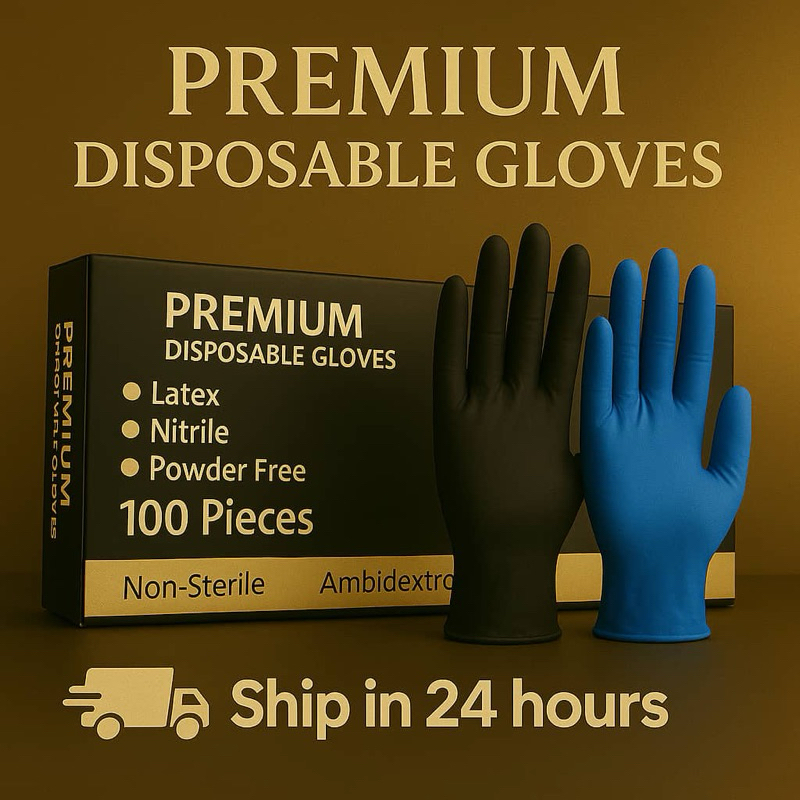Luxe Glove Premium Nitrile Black Blue |Powder Free | Food Grade | Chemical Protection | Comfortable Fit Size S-XL