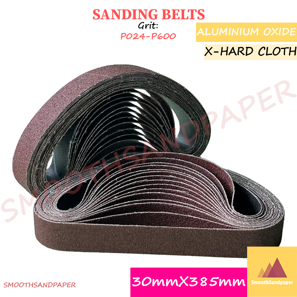 30X385mm X-Hard Cloth Sanding Belts / Aluminium Oxide 气动小砂带金属抛光打磨 硬布氧化铝红砂带