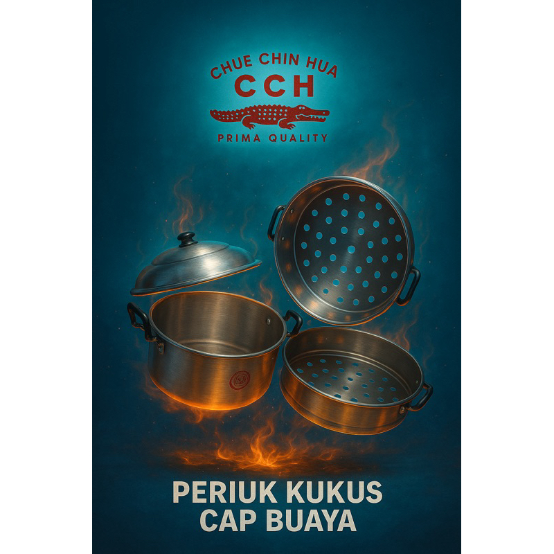 KUKUSAN 3 TINGKAT CAP BUAYA MERAH/ CHINESE STEAMER POT PERIUK KUKUS HEAVY DUTY CCH
