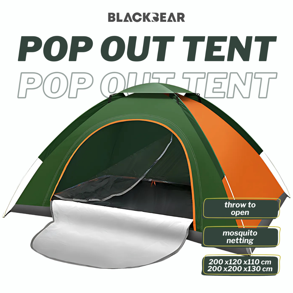 Khemah Camping Waterproof Auto Tent Khemah Lipat Outdoor Family Tent Khemah 3 4 Orang Tilam Angin