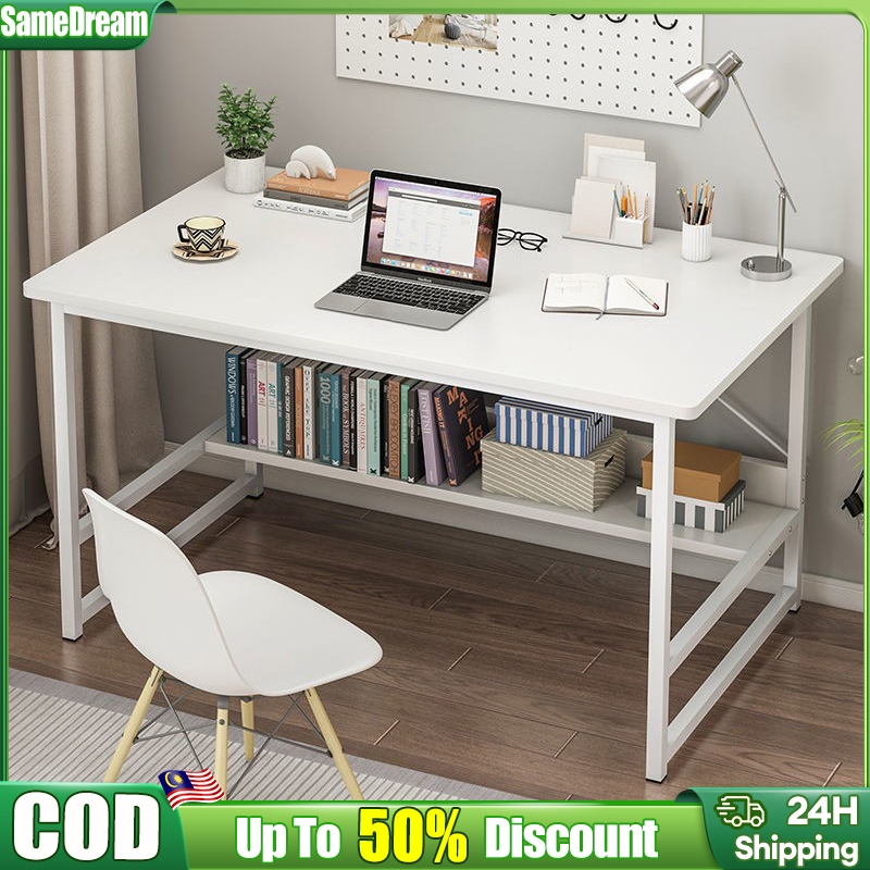 120CM Meja Student study Table home office computer desk Multi-Layer Storage Writing desk 办公桌