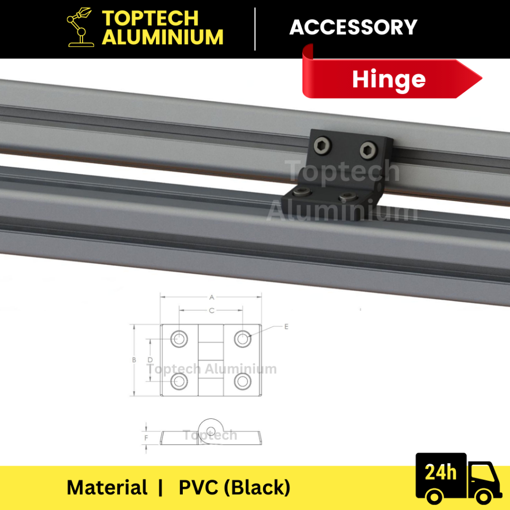 [Ready Stock]PVC Hinge Black Color for Joining Aluminium Profile 2020/3030/4040/4545 Engineering, Commercial or DIY