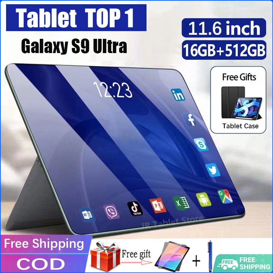 2025 Tab Galaxy S9 Ultra Baru 12 inci 16+512GB Tablet Kanak-Kanak Kelas Online Dual SIM Card COD