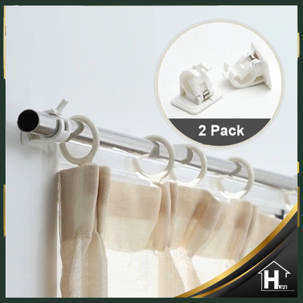 Adjustable Tension Rod Spring Tension Curtain Rod Extendable Tension Telescopic Pole Doorcurtain Rod/2 Pcs HOOK/pole