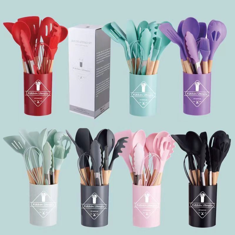 12 in 1 Cooking Tools Kitchen Cookware Set Silicone Utensil Spoon Senduk Masak Viral Cooking Tool Kitchenware Utensils
