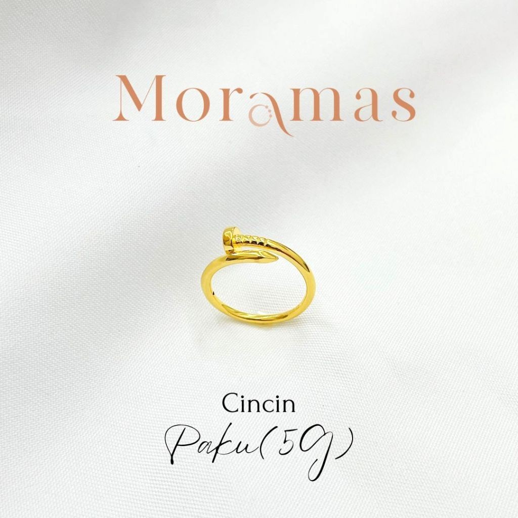 Moramas (5G) Hollow NAIL Ring 916 Gold/ Cincin (5G) PAKU Kosong Emas 916/ 钉子戒子916金