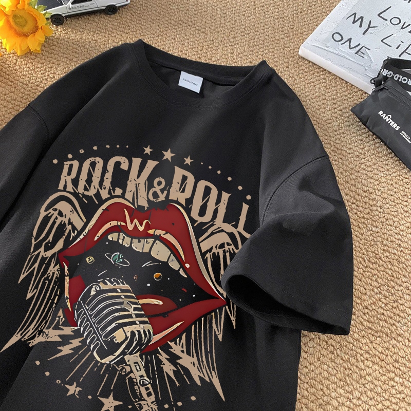American style Nirvana band print 100% pure cotton round neck unisex oversized women's short sleeved T-shirt top