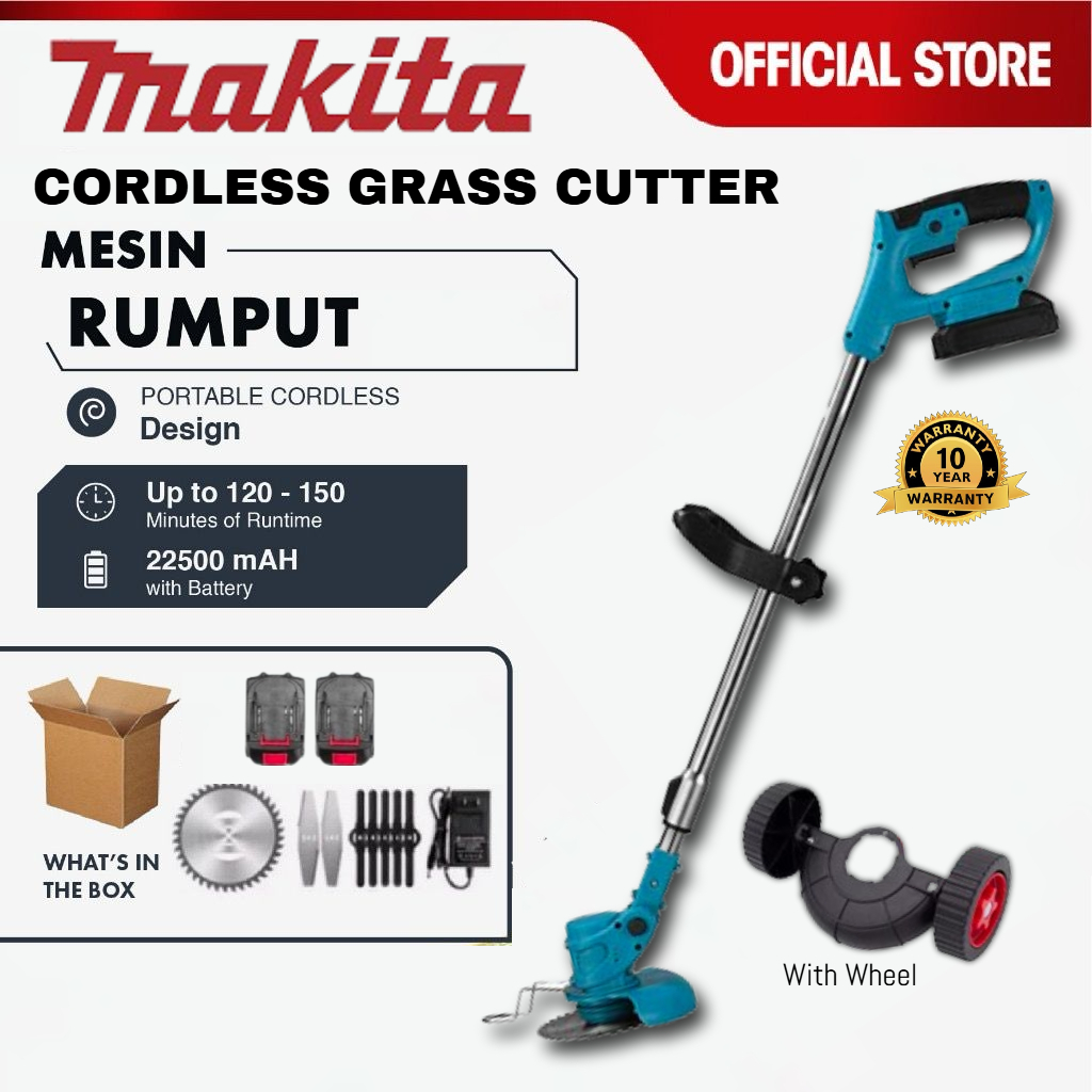 MAKITA Cordless Grass Cutter Mesin Rumput Bateri Grass Trimmer Cordless Lawn Mower Heavy Duty Mesin Potong Rumput 割草机