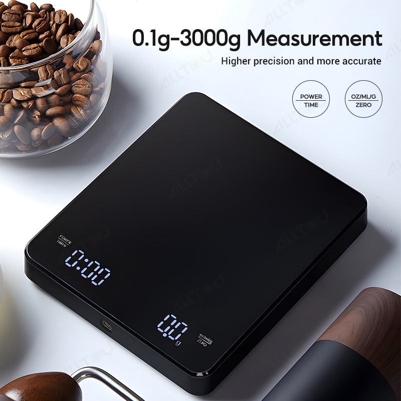 ALLTOU Coffee Scale Digital Kitchen Scale 0.1g~3000g Penimbang Makanan Kitchen Penimbang Berat Scale Timbang 电子秤
