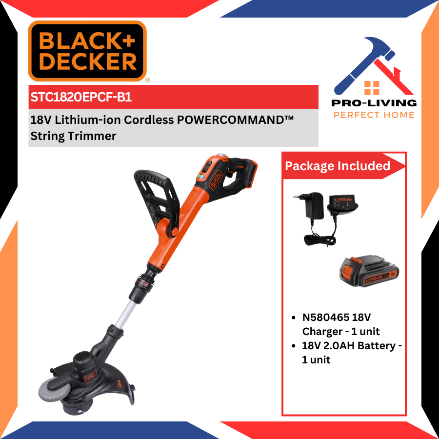BLACK & DECKER STC1820EPCF-B1 18V Mesin Potong Rumput / 18V Lithium-ion Cordless POWERCOMMAND™ String Trimmer 割草机